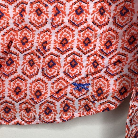 Talbots Sz 14P Red Print Button Up Blouse - Picture 4 of 6